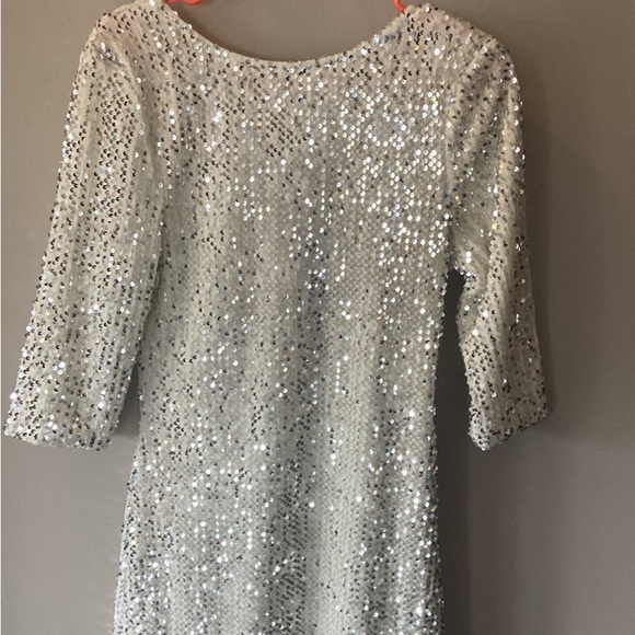 Ad Lib- silver/white sequin stretchy dress- size 14 - Picture 2 of 4